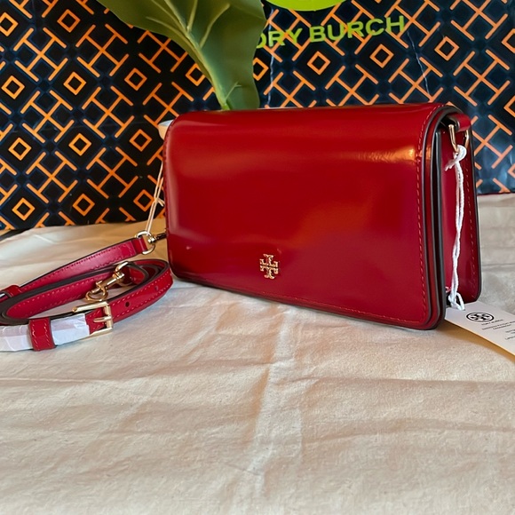 Tory Burch Handbags - New, authentic tory burch Emerson patent mini crossbody red